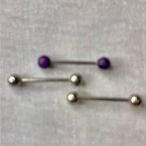 Purple and Silver Barbell piercing 1 for $6 or 3 for $15